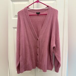 Rose colored button up cashmere sweater